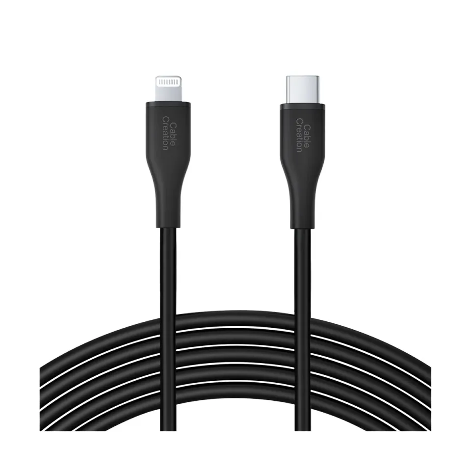 CableCreation Silicone USB-C Lightning Kabel 1.8m zwart
