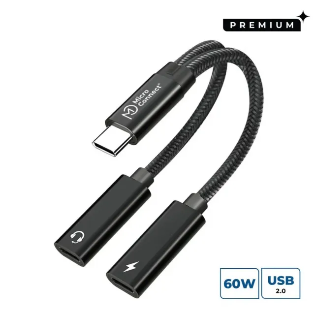 MicroConnect Premium USB-C naar USB-C PD adapter zwart 13cm
