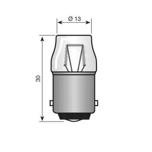 T.E.G. Bajonetlamp BA15D neon 240V met reflector per stuk