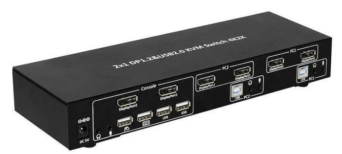 MicroConnect 4K DisplayPort KVM switch 2-poort USB