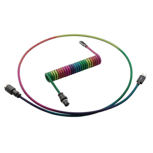 CableMod Pro Coiled toetsenbordkabel Dark Rainbow 150cm USB-C