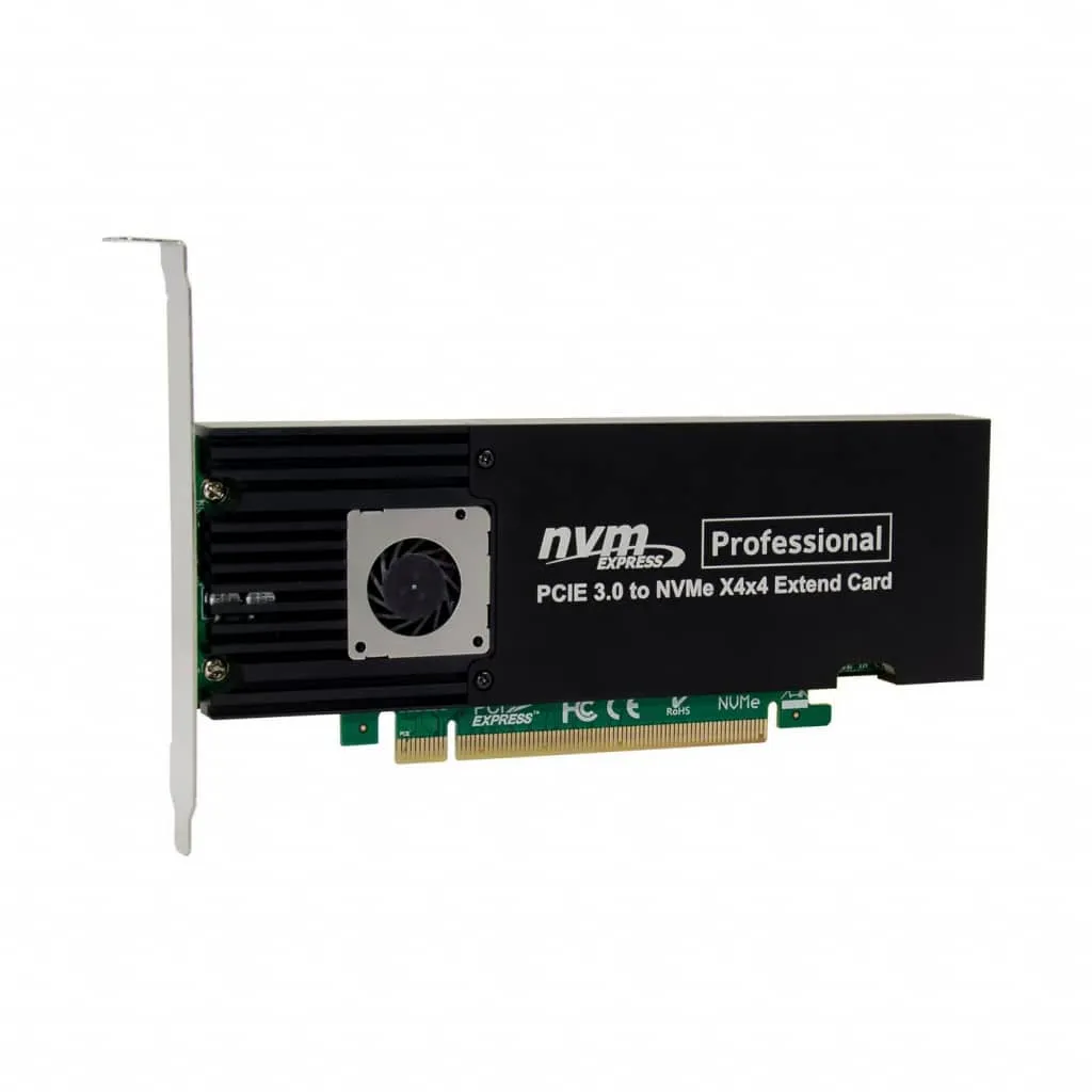 Microconnect PCIe x16 M.2 NVMe SSD adapter 4-poorts
