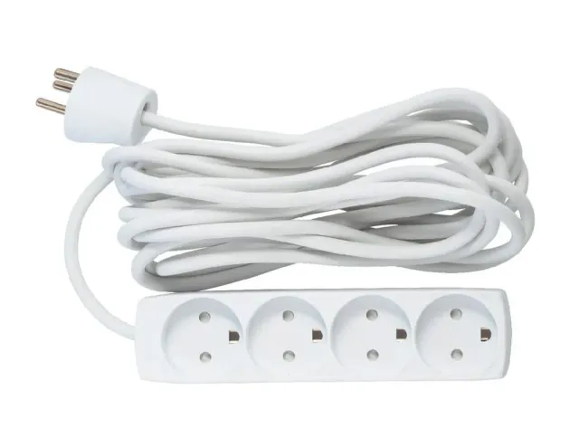 Microconnect stekkerdoos 4-voudig Deens 5m wit kinderbeveiliging