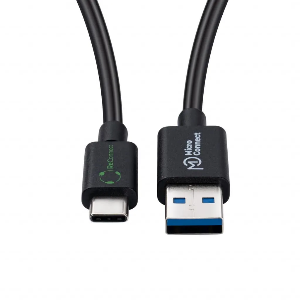MicroConnect ReConnect USB-C naar USB-A kabel 0,25 m zwart