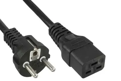 T.E.G. Schuko haaks naar C19 stroomkabel 5m zwart