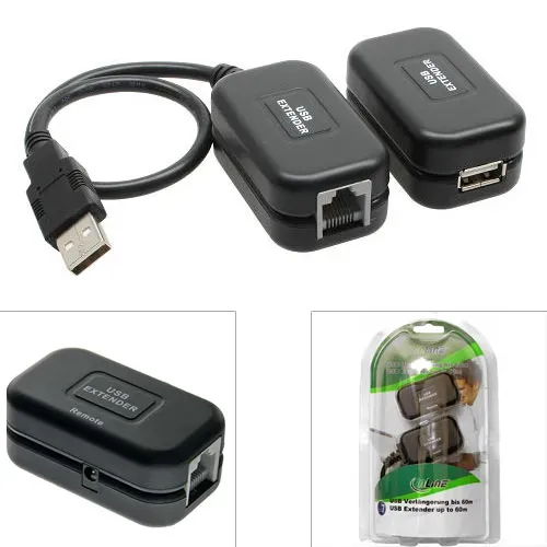 T.E.G. USB 2.0 actieve verlengkabel 60m USB-A Cat5e