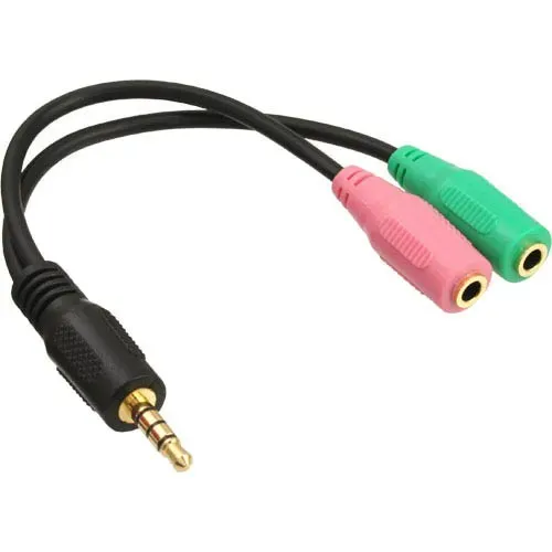 T.E.G. headset adapterkabel 3,5mm 4-polig naar 2x female