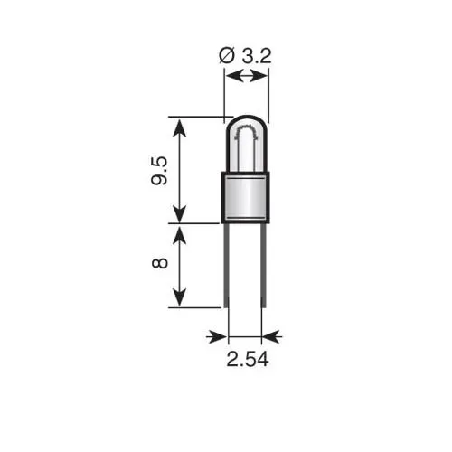 T.E.G. T1 bi-pin lampje 18V raster 2,54mm