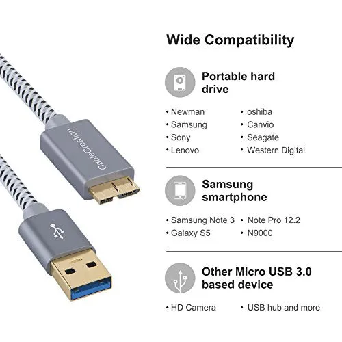 CableCreation USB-A naar Micro-B USB 3.0 kabel 0,3 m