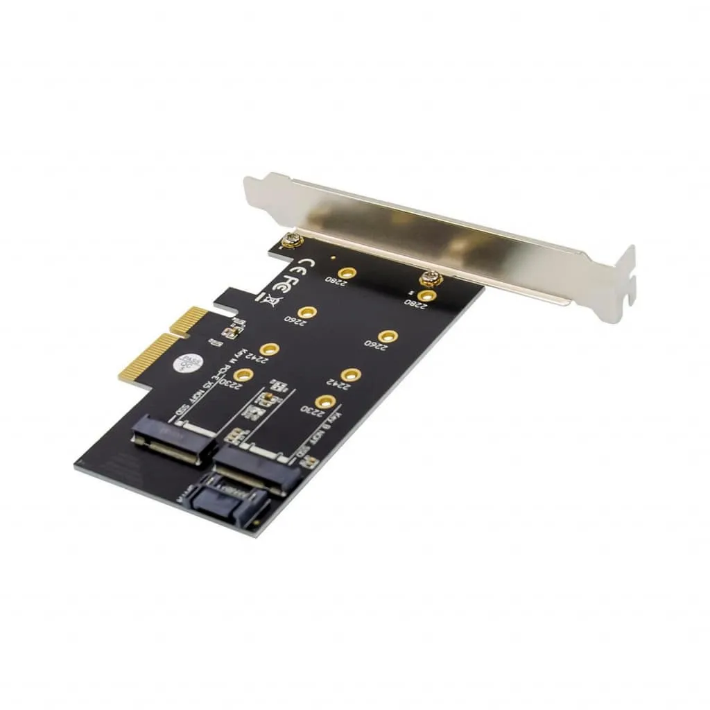 Microconnect M.2 NGFF SSD adapterkaart PCIe x4 B+M key