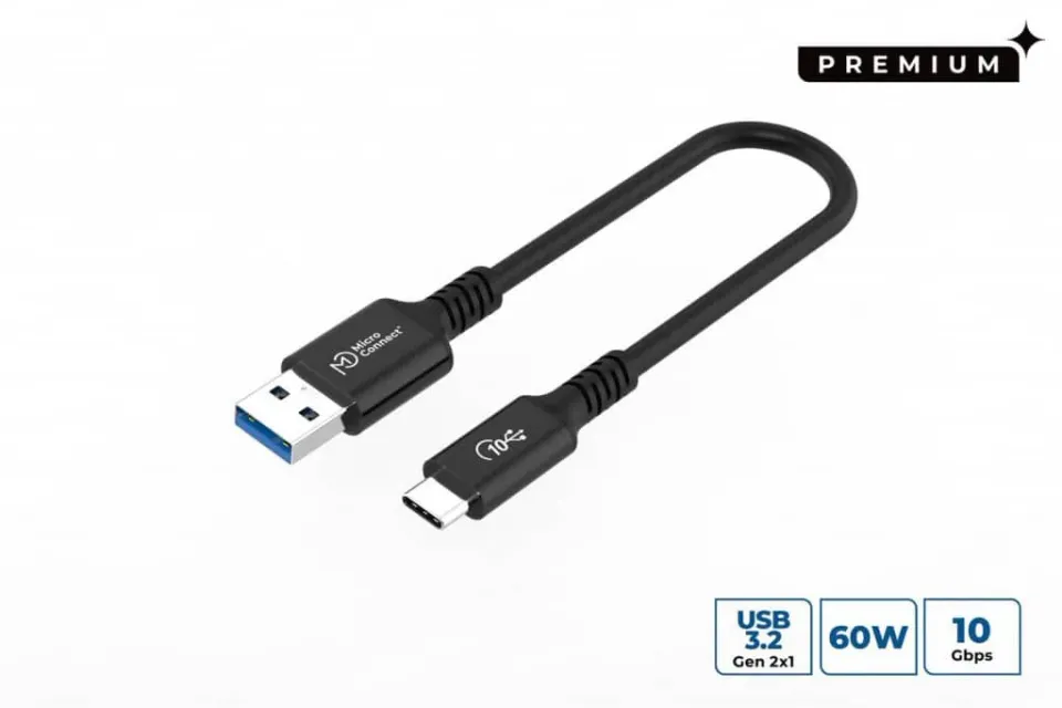 Microconnect Premium USB-C naar USB-A kabel 0,15m 60W 10Gbps