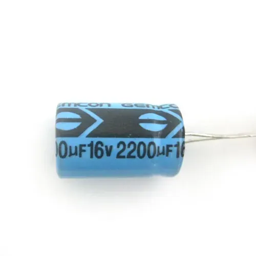 T.E.G. Elco Radiaal 2200uF 16V condensator staand