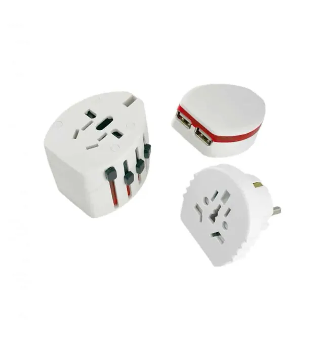 MicroConnect wereldstekker dual USB 2- en 3-polig universeel