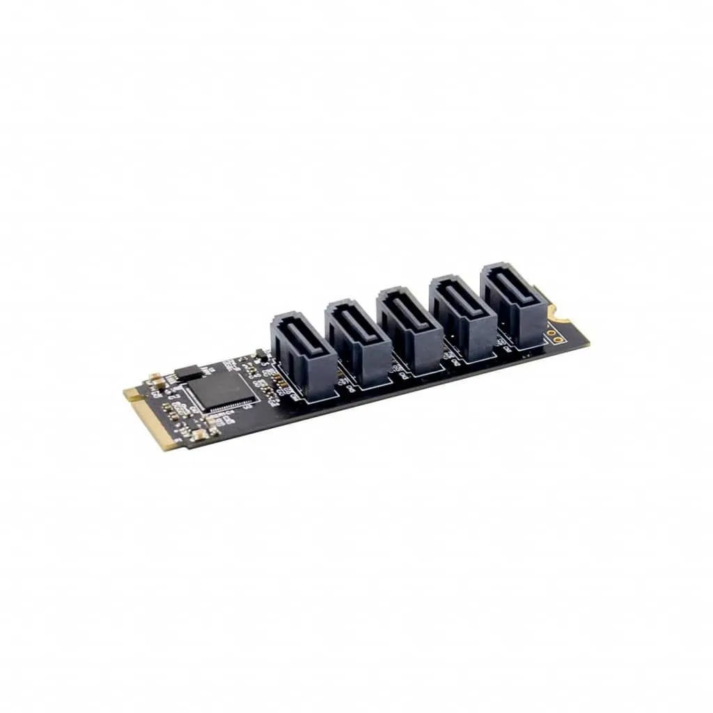 MicroConnect M.2 Key M SATA3.0 uitbreidingskaart 5x SATA 6Gbps