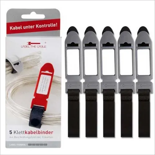 T.E.G. Label the Cable klittenband grijs set 3 stuks