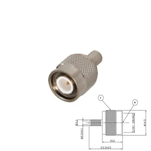 T.E.G. TNC crimp plug male RG174 connector coax