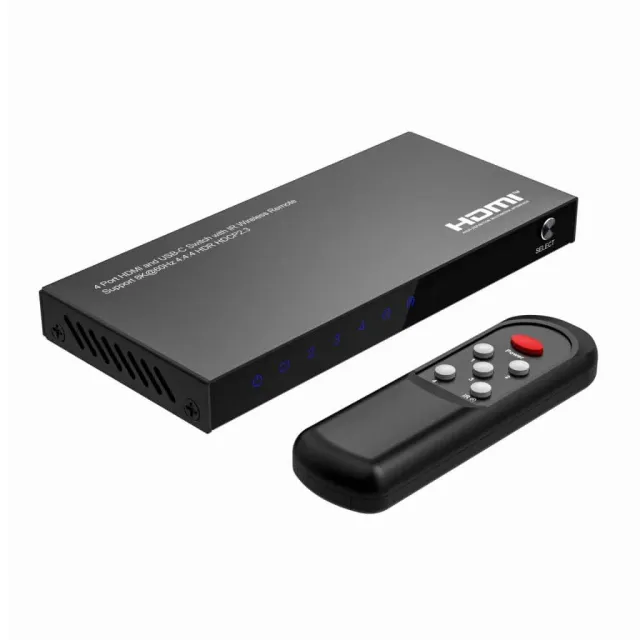 MicroConnect 8K USB-C HDMI switch 4x1 met afstandsbediening
