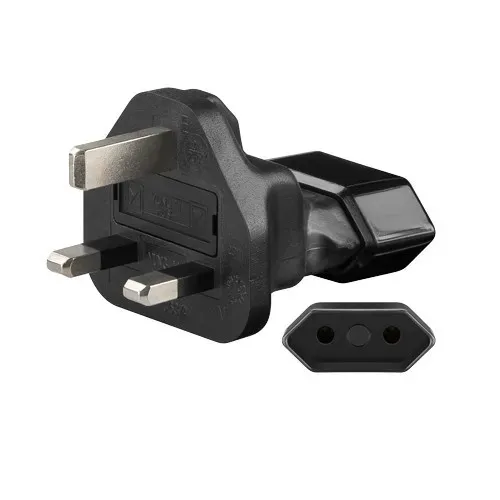 T.E.G. Netstekker adapter euro-plat naar Engels zwart