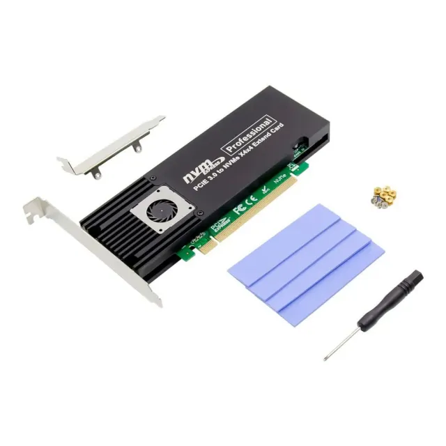 Microconnect PCIe x16 M.2 NVMe SSD adapter 4-poorts