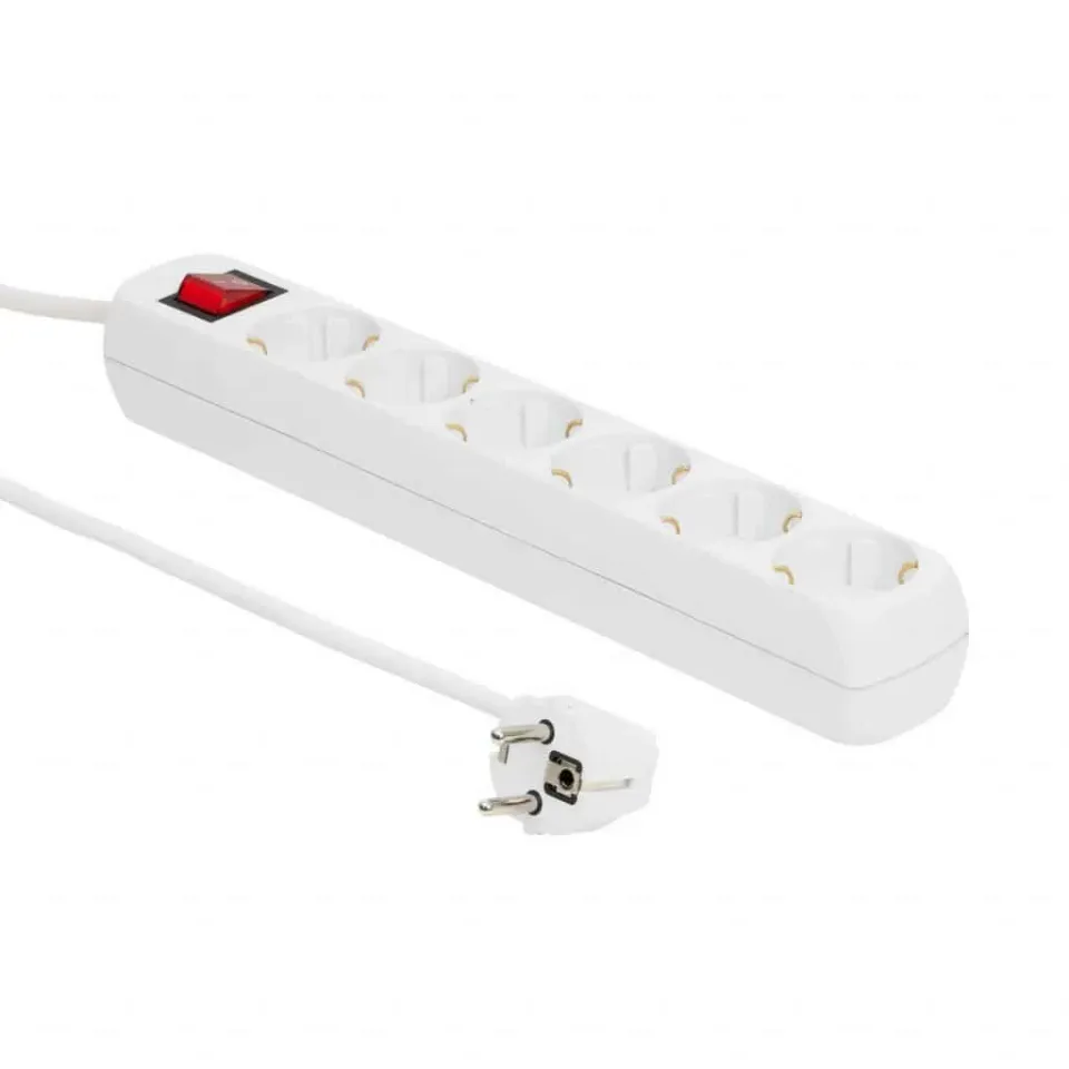 Microconnect 6-voudig Schuko stekkerdoos 1,5m wit schakelaar