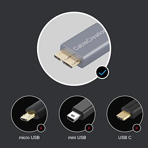 CableCreation USB-A naar Micro-B USB 3.0 kabel 0,3 m
