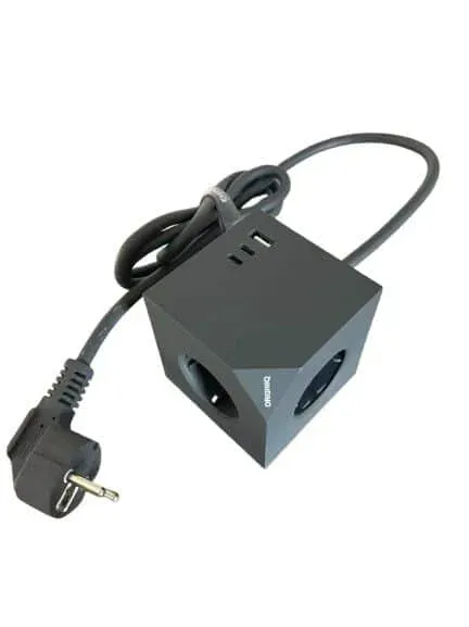 Microconnect Power Cube stekkerdoos 3-voudig + USB 1,5m grijs