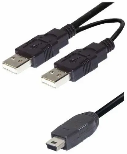 T.E.G. USB Verloopkabel 2x USB-A naar Mini-USB 1,5m zwart