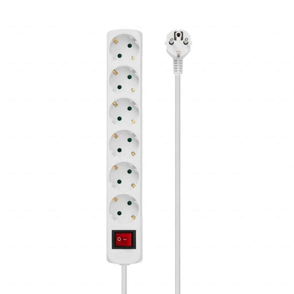 Microconnect 6-voudig Schuko stekkerdoos 1,5m wit schakelaar
