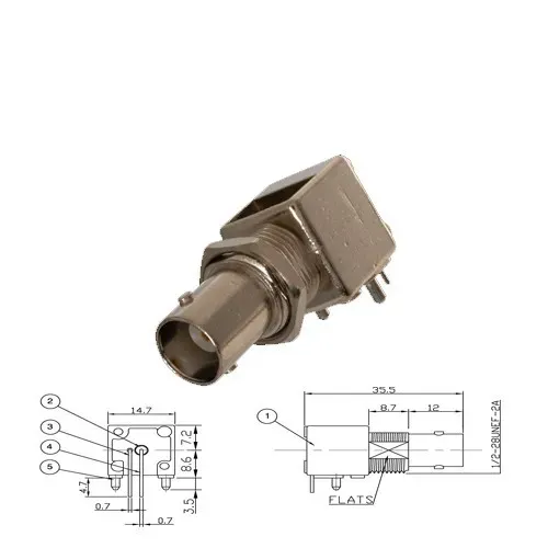 T.E.G. BNC Chassisdeel Print 50 Ohm Horizontaal