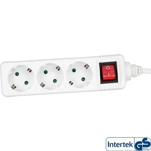T.E.G. 3-Voudig Contactdoos met Schakelaar Wit 1,5 m