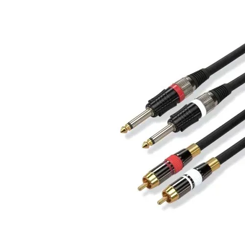 T.E.G. cinch verloopkabel 2x cinch-2x 6.3mm 3m zwart