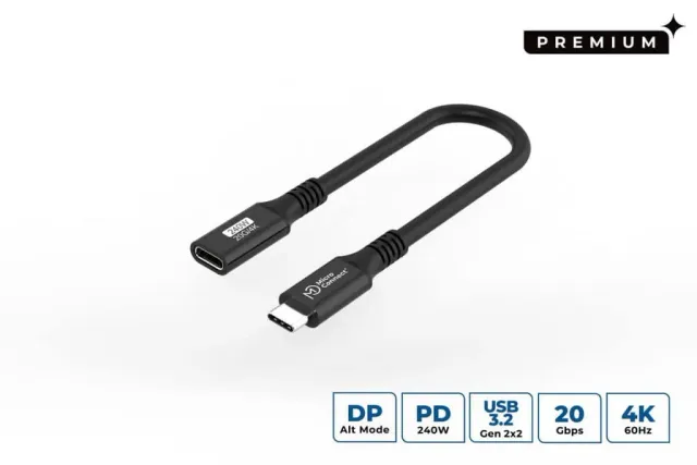 Microconnect Premium USB-C verlengkabel 0,15m 20Gbps 240W