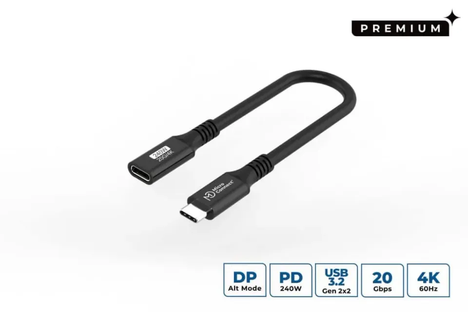 Microconnect Premium USB-C verlengkabel 0,15m 20Gbps 240W