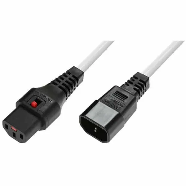 Microconnect PC1076 IEC Lock stroomkabel wit 3 meter vergrendelbaar