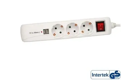 T.E.G. contactdoos 3-voudig met schakelaar wit 2x USB