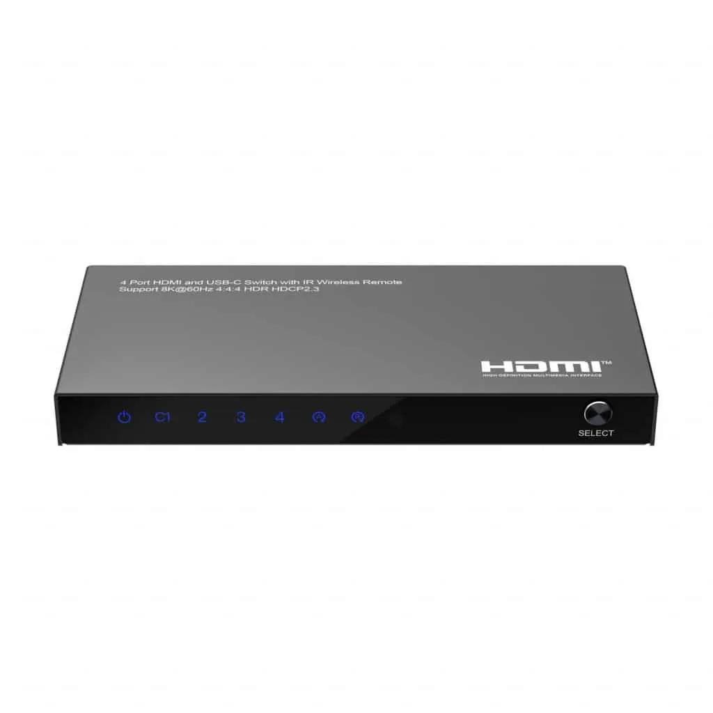 MicroConnect 8K USB-C HDMI switch 4x1 met afstandsbediening
