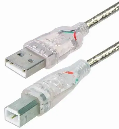 T.E.G. USB 2.0 kabel A-B 1,8m rode LED transparant
