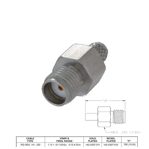 T.E.G. SMA plug female RG58 coax soldeer/crimp