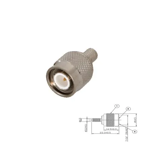 T.E.G. TNC crimp plug male voor RG142/RG223 kabel