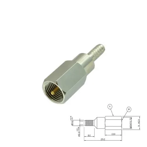 T.E.G. FME crimp plug male connector RG174 RG188 RG316