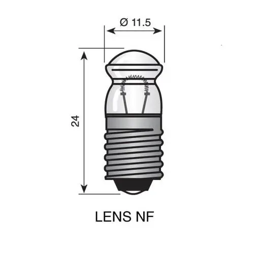 T.E.G. E10 4.8V 300mA lenslampje 24x12mm