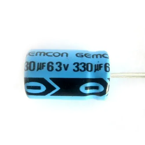 T.E.G. elco condensator 330uF 63V radiaal staand