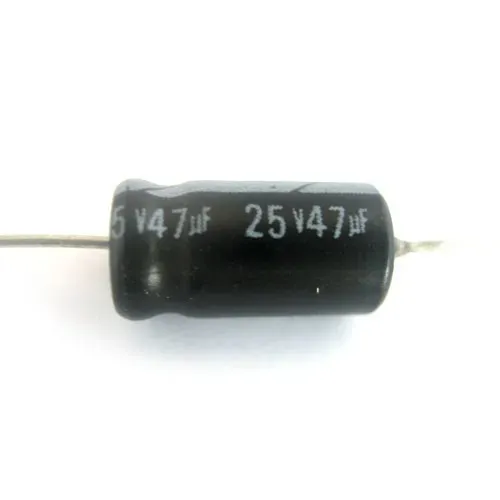 T.E.G. elco axiaal 47uF 25V liggend per stuk