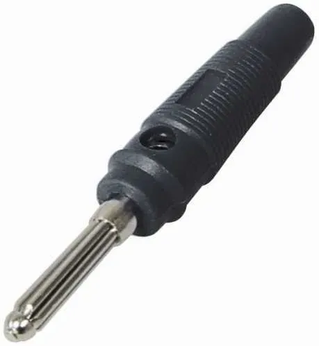 T.E.G. banaanstekker 4mm met zijgat schroef zwart