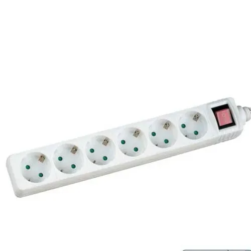 T.E.G. 6-voudig contactdoos wit 1,5 m met schakelaar