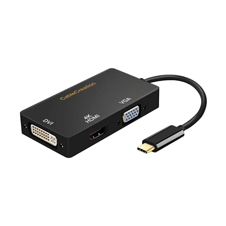 CableCreation 3 in 1 USB-C naar HDMI VGA DVI adapter 4K