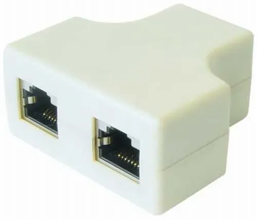 T.E.G. RJ45 telefoon splitter 1x female 2x female wit