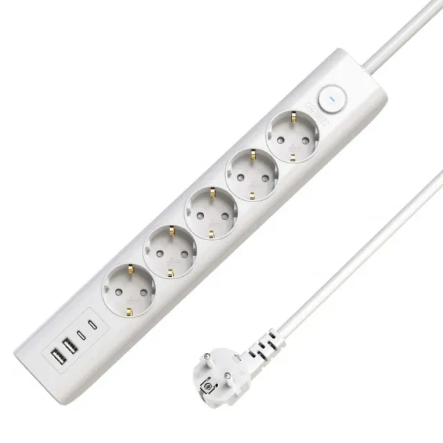 MicroConnect 5-voudig Schuko stekkerdoos USB wit 1,5m