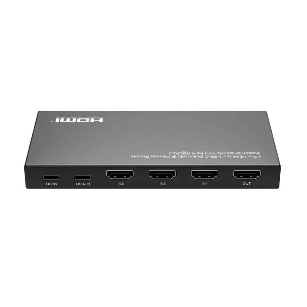 MicroConnect 8K USB-C HDMI switch 4x1 met afstandsbediening