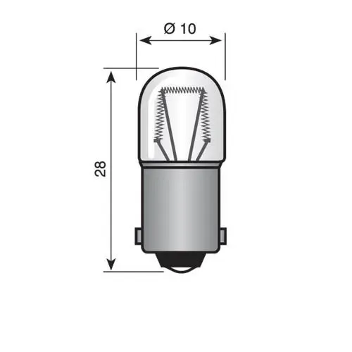 T.E.G. BA9S bajonetlampje 12V 3W 28x10mm per stuk